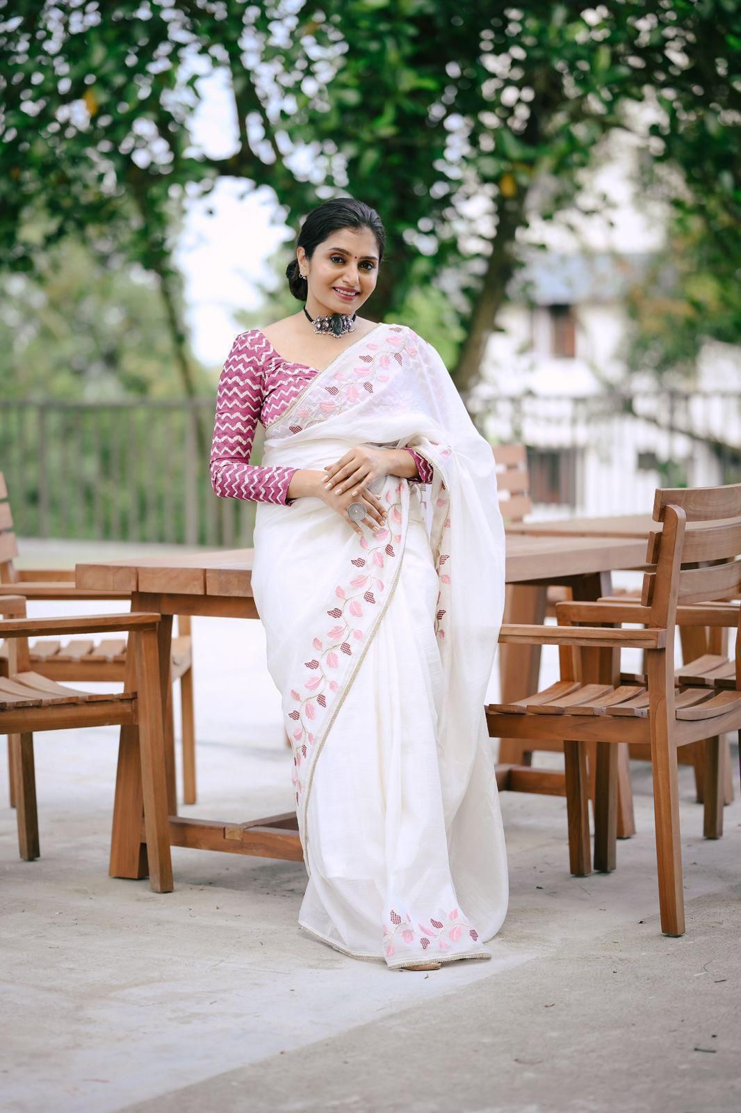 Soft crushed georgette saree