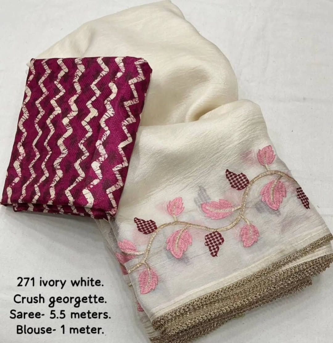 Crush Georgette Multi Embroidery saree