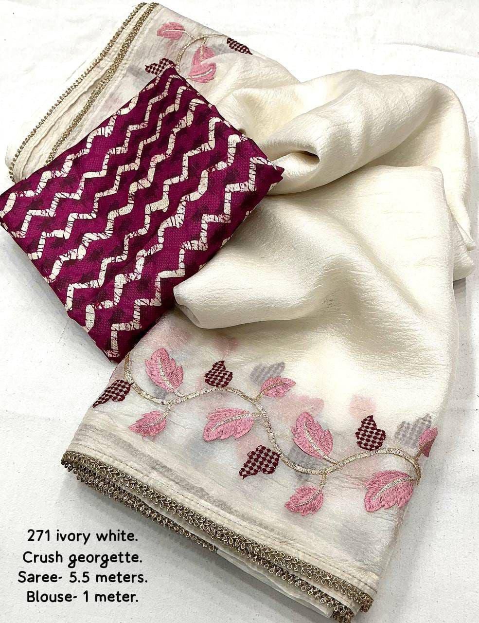 Soft crushed georgette saree
