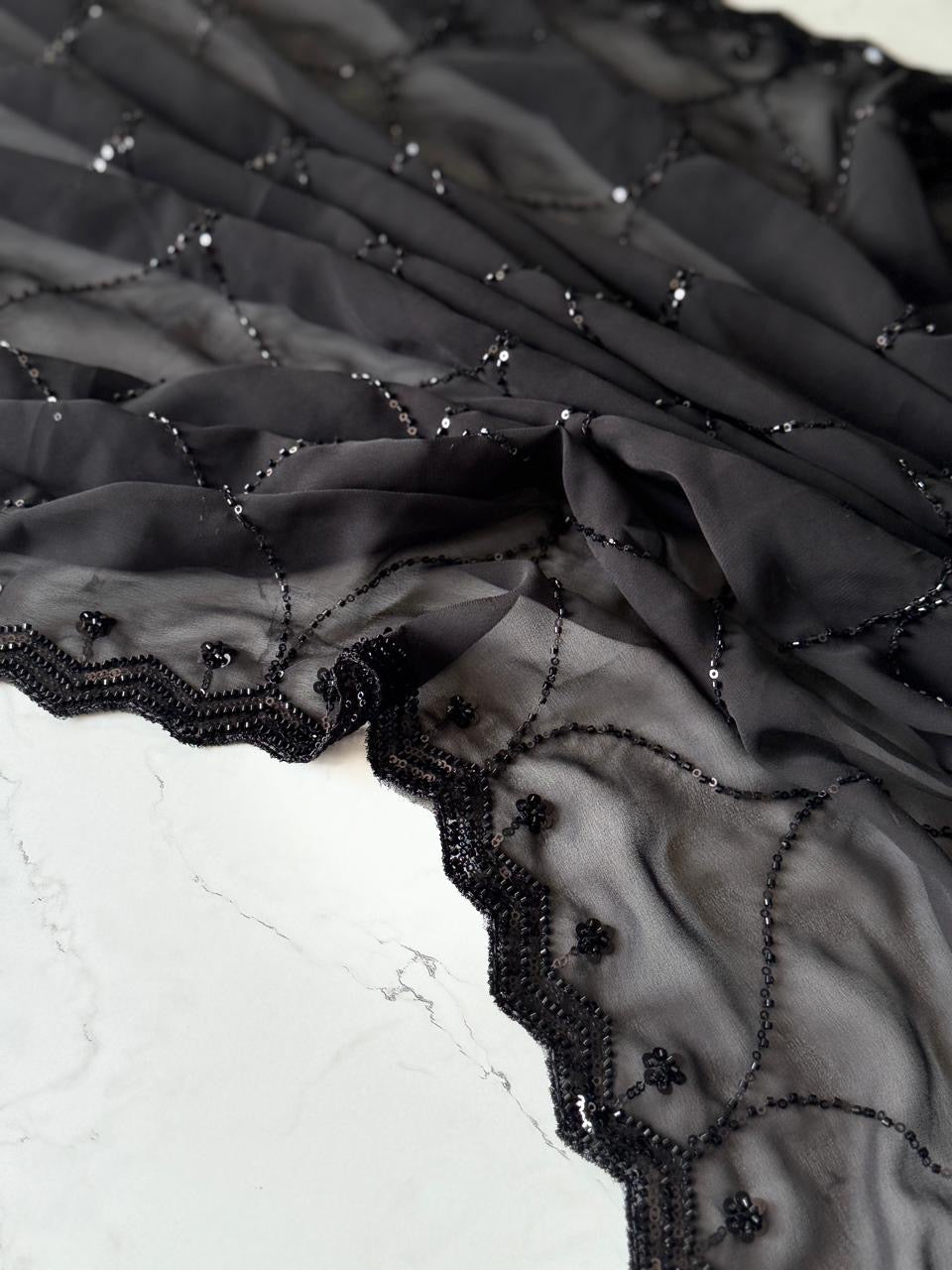 BLACK BEAUTY Georgette Saree
