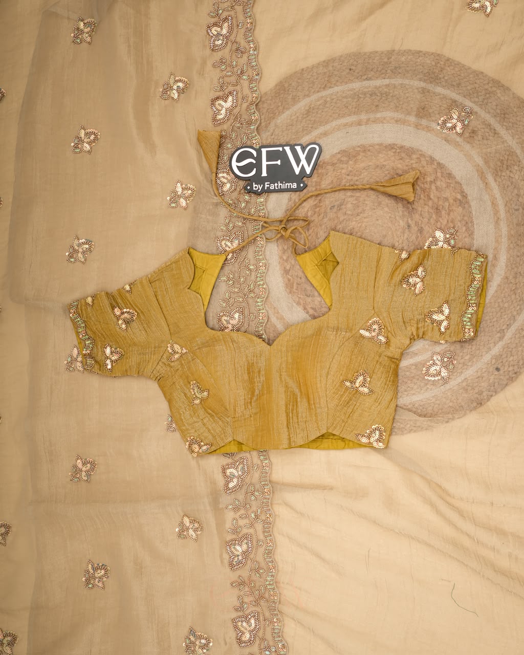 CHAMPAGNE BEIGE Color Tissue Chiffon Saree