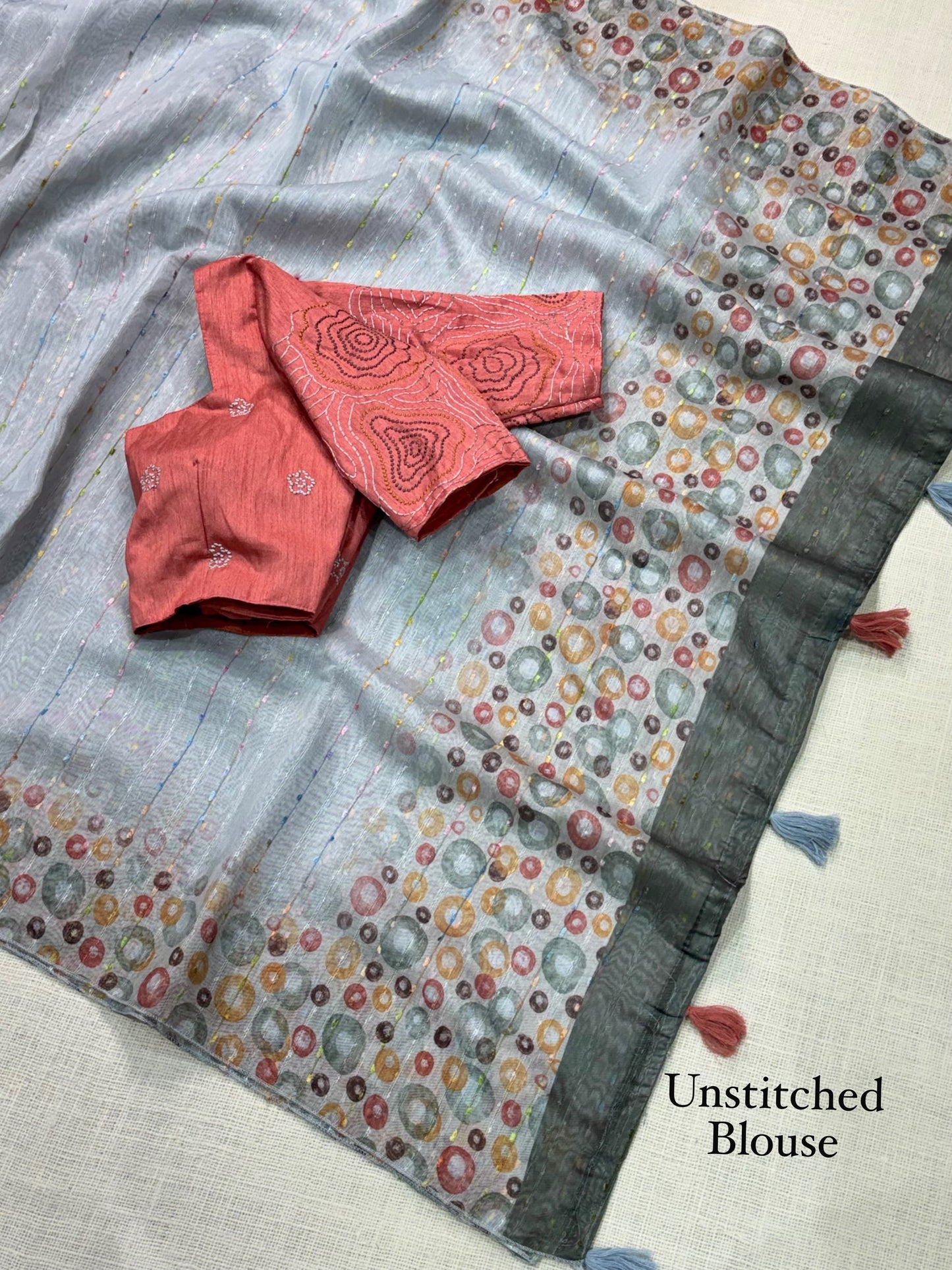 SILVER GREY Color Modal Cotton Saree
