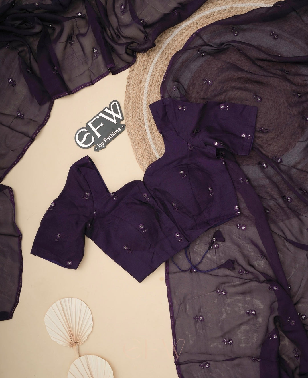 DEEP PURPLE Color Viscose Organza Saree