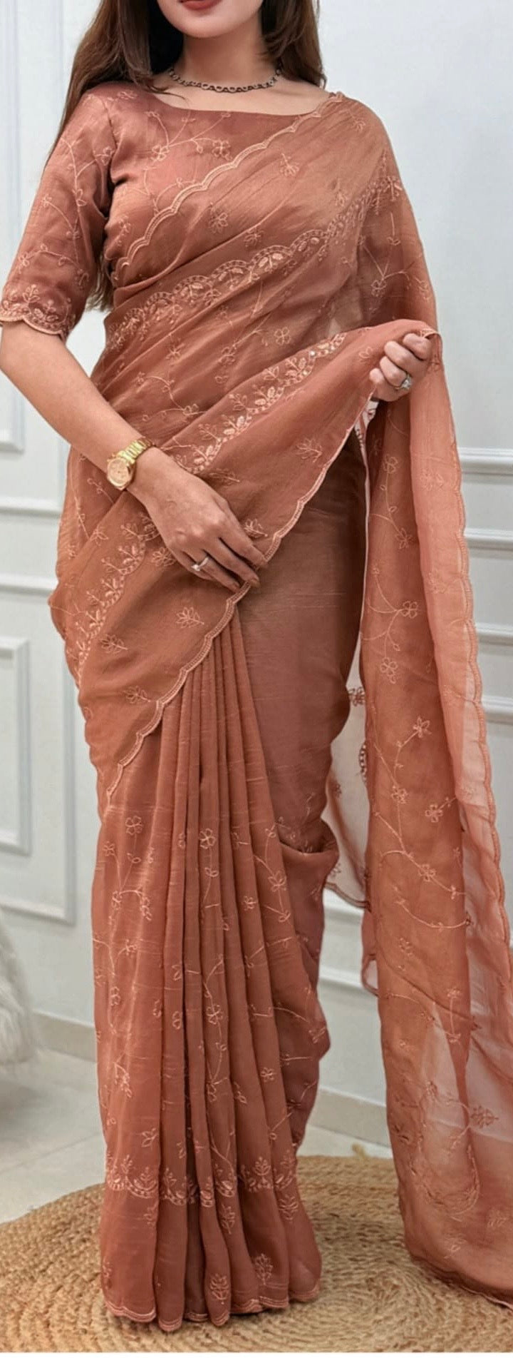 DUSTY TERRACOTTA Color Status Silk Saree