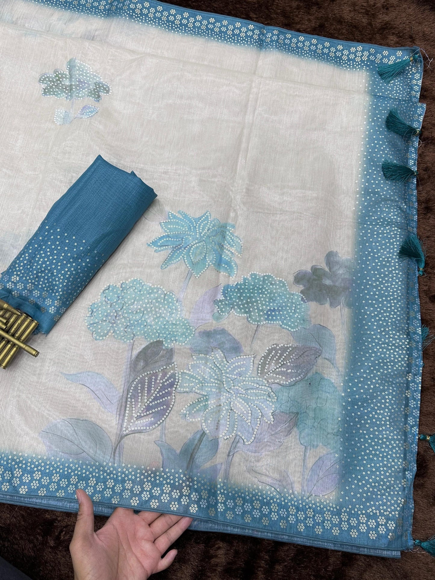 TASPA Silk Saree with Dual Color position Sequins work