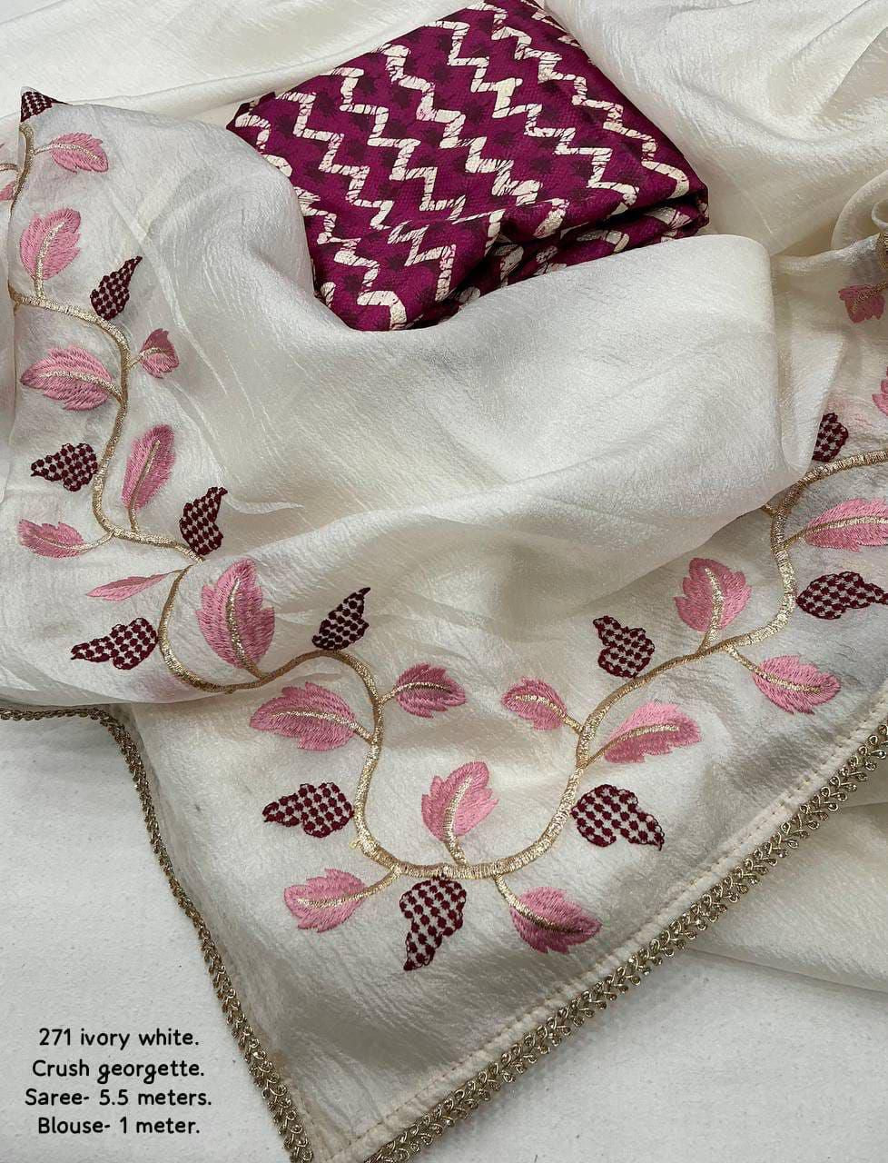 Soft crushed georgette saree