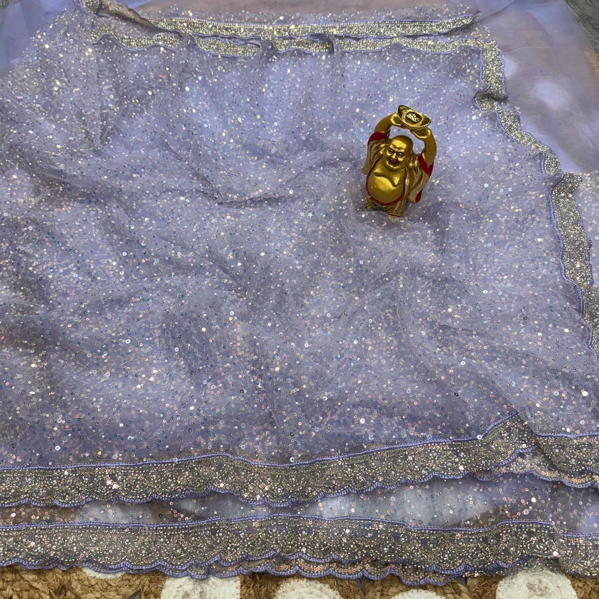 SOFT LILAC Color NET Saree with khatli and sequins work