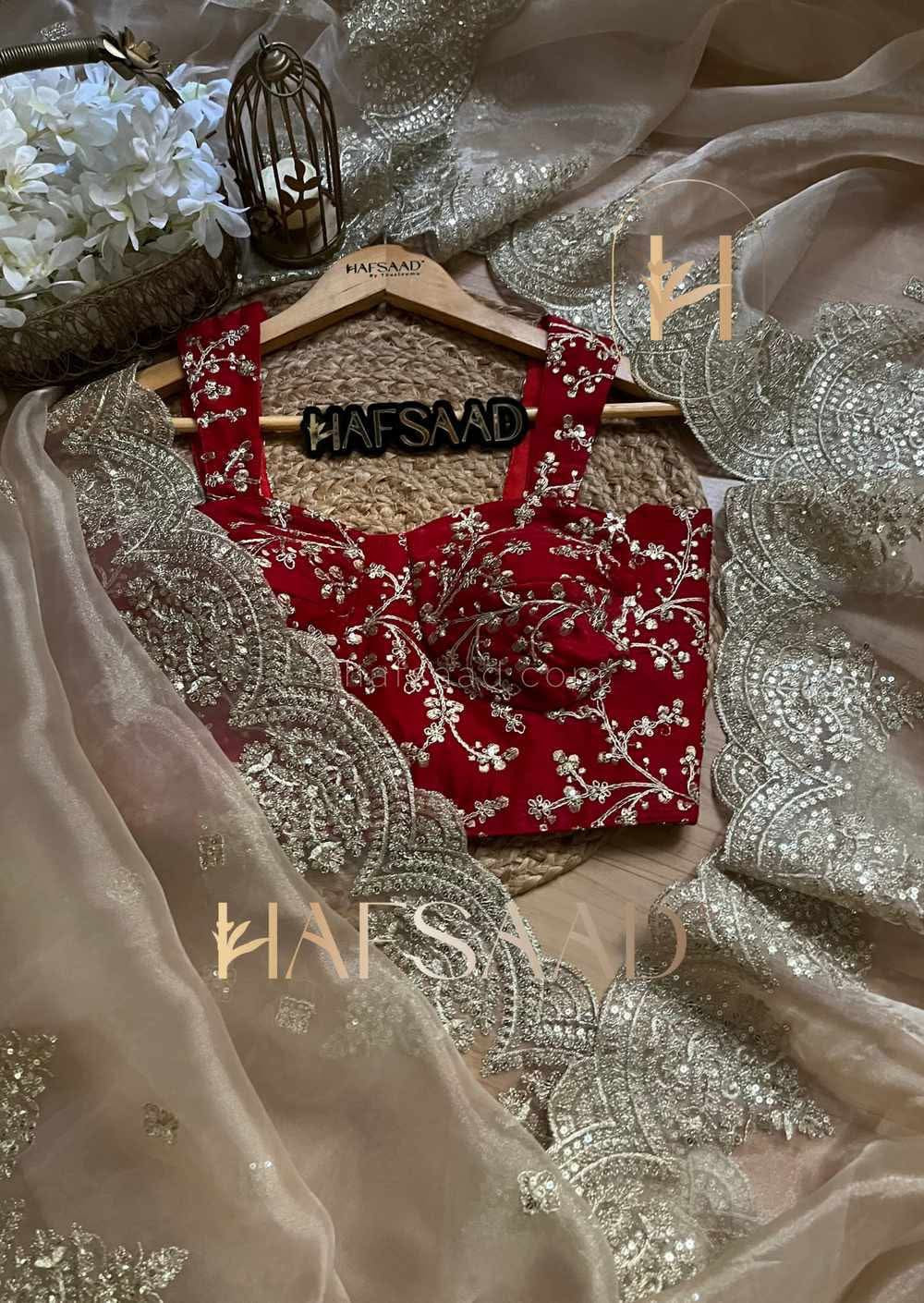 Organza Sequins Embroidery Saree with Jari Embroidery Blouse Piece