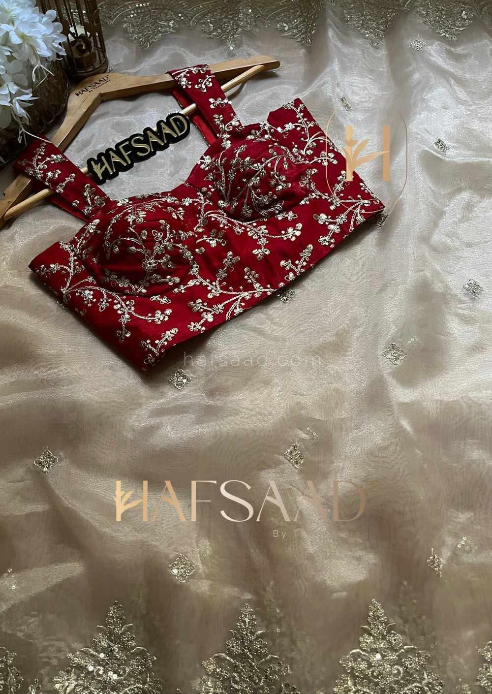 Organza Sequins Embroidery Saree with Jari Embroidery Blouse Piece