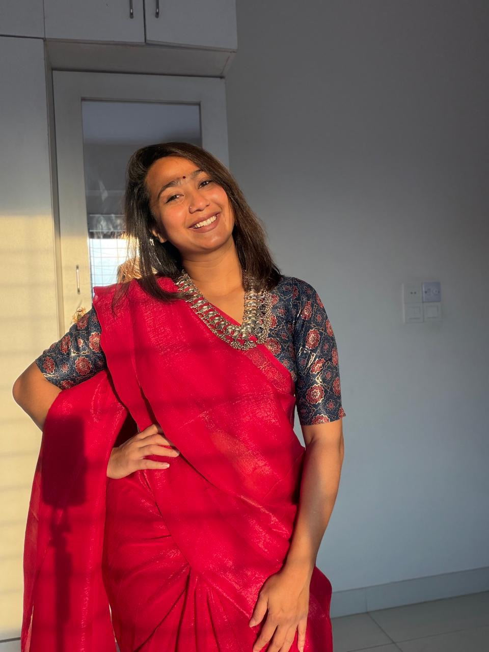 ROSEWOOD Color Soft Crush Chiffon Saree
