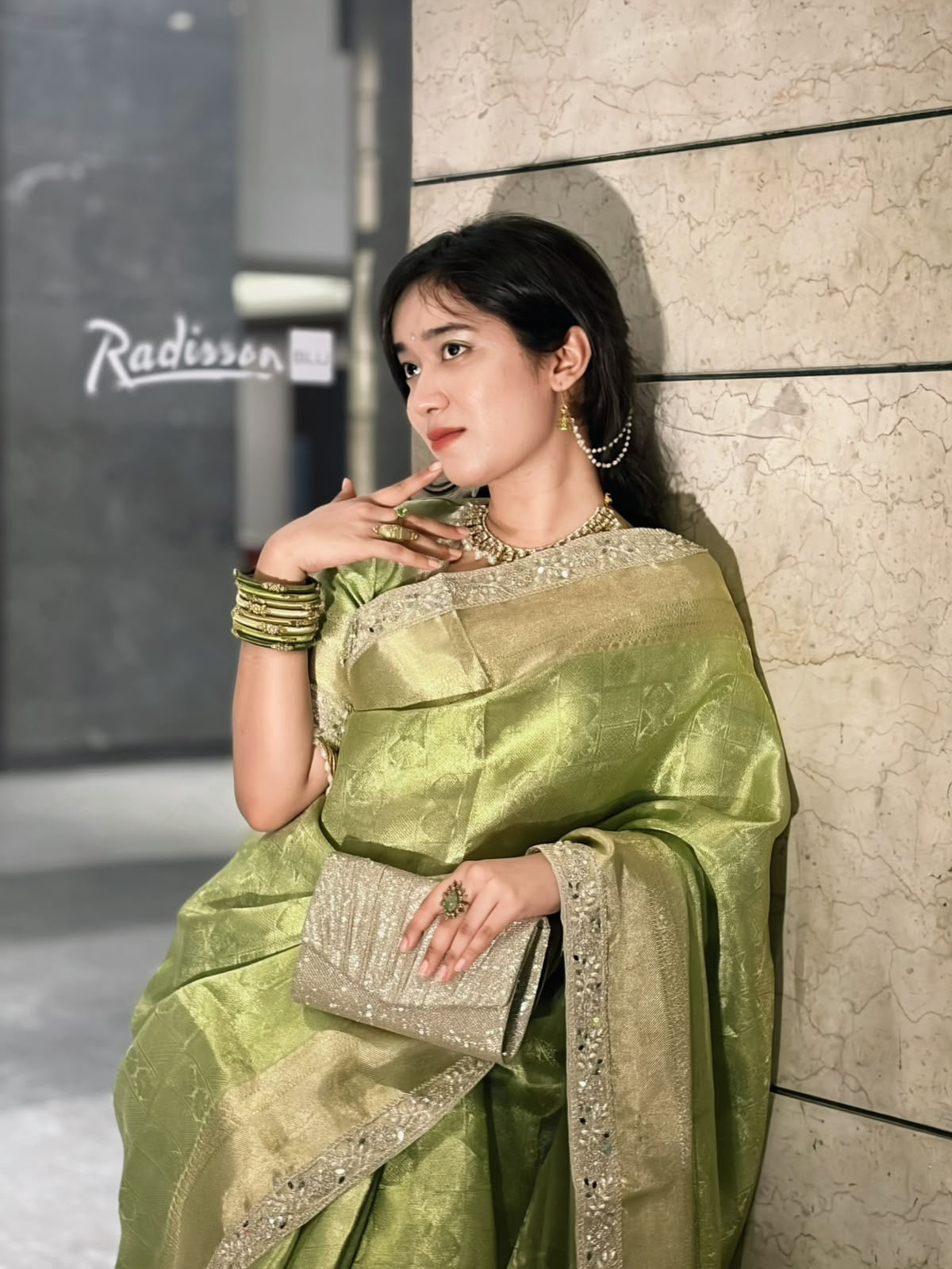 FROSTING PISTACHIO COLOR Soft Banarasi Tissue Silk Saree