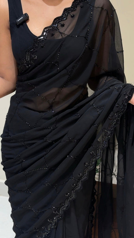 BLACK BEAUTY Georgette Saree