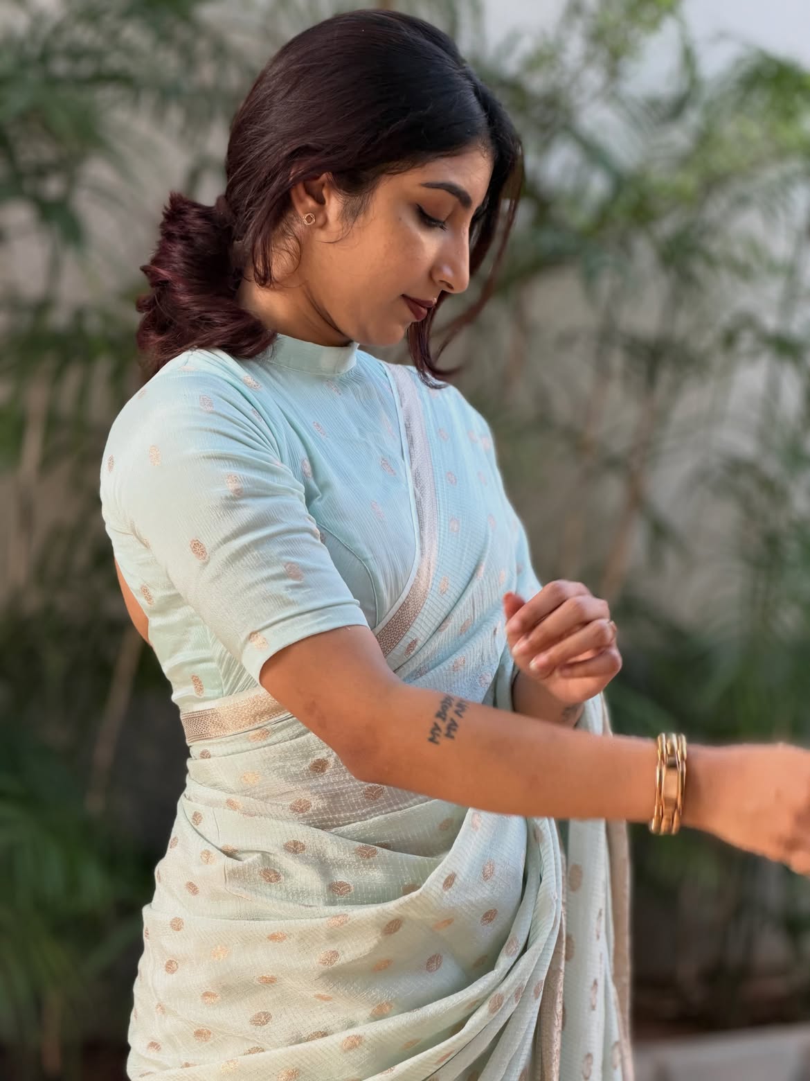 PASTEL BLUE Color Pure Chinnon Viscose Saree