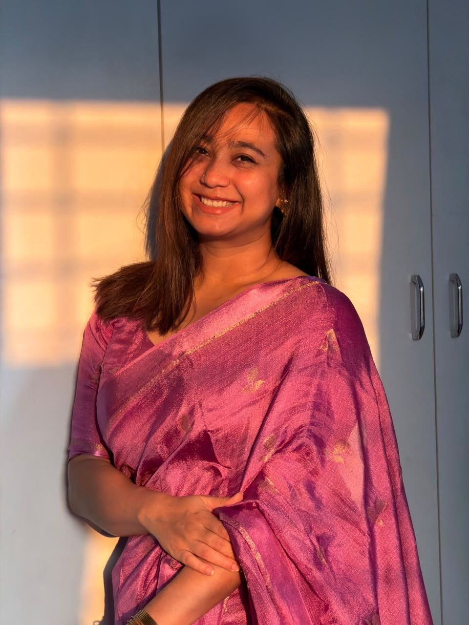 Lavender-Magenta Color Viscose Khadi Silk Saree