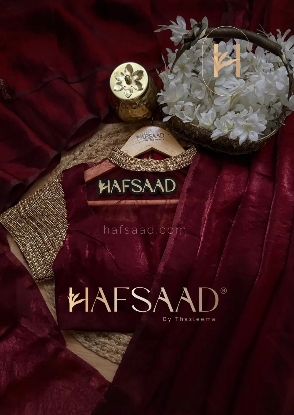 DUSKY MAROON Stardust Satin Saree with Heavy Designed Blouse Piece