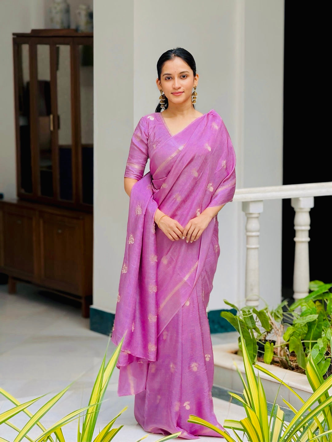 Dreamy Dalia Viscose Khadi Silk Saree (LAVENDER MAGENTA Color)