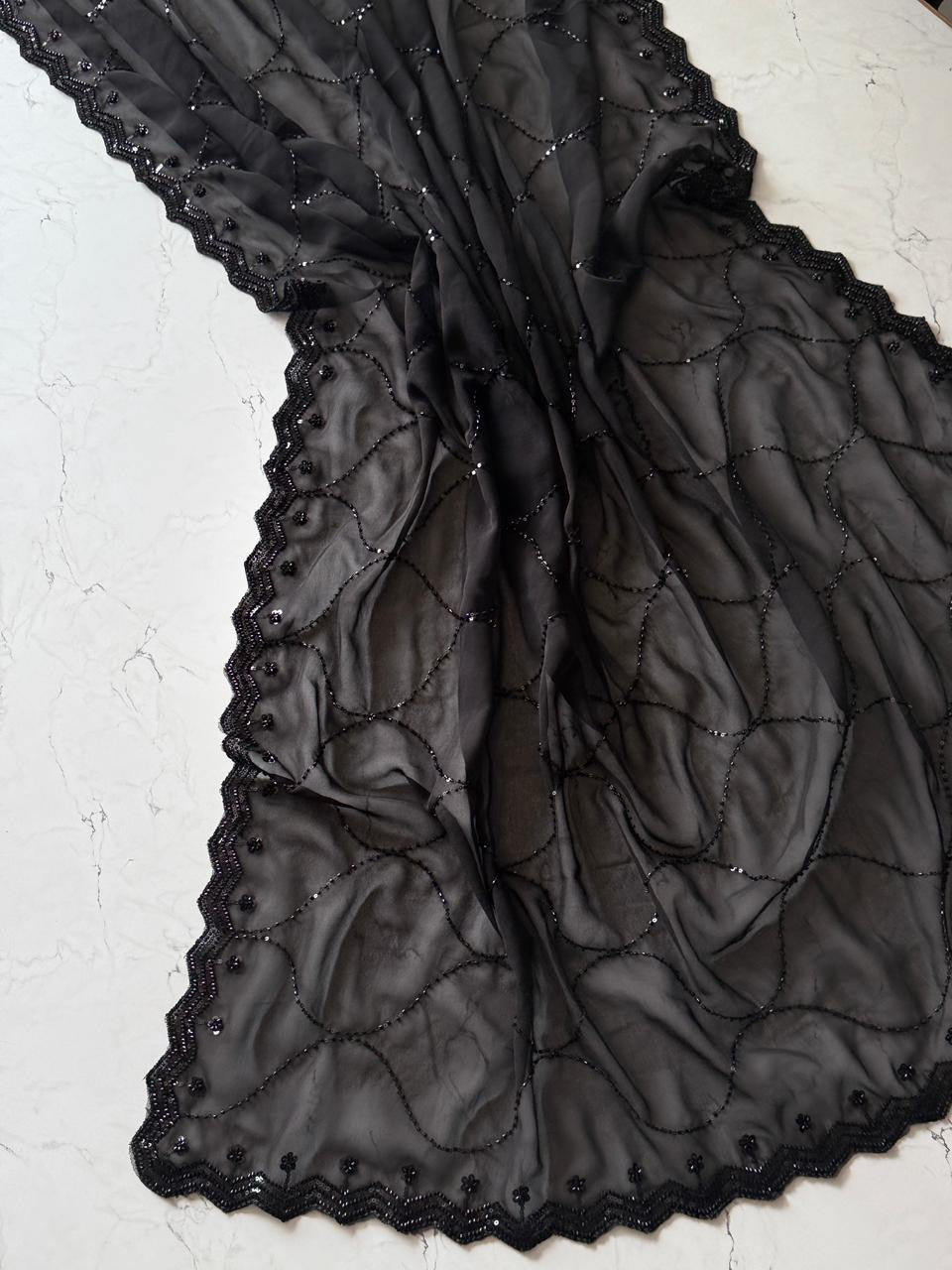 BLACK BEAUTY Georgette Saree