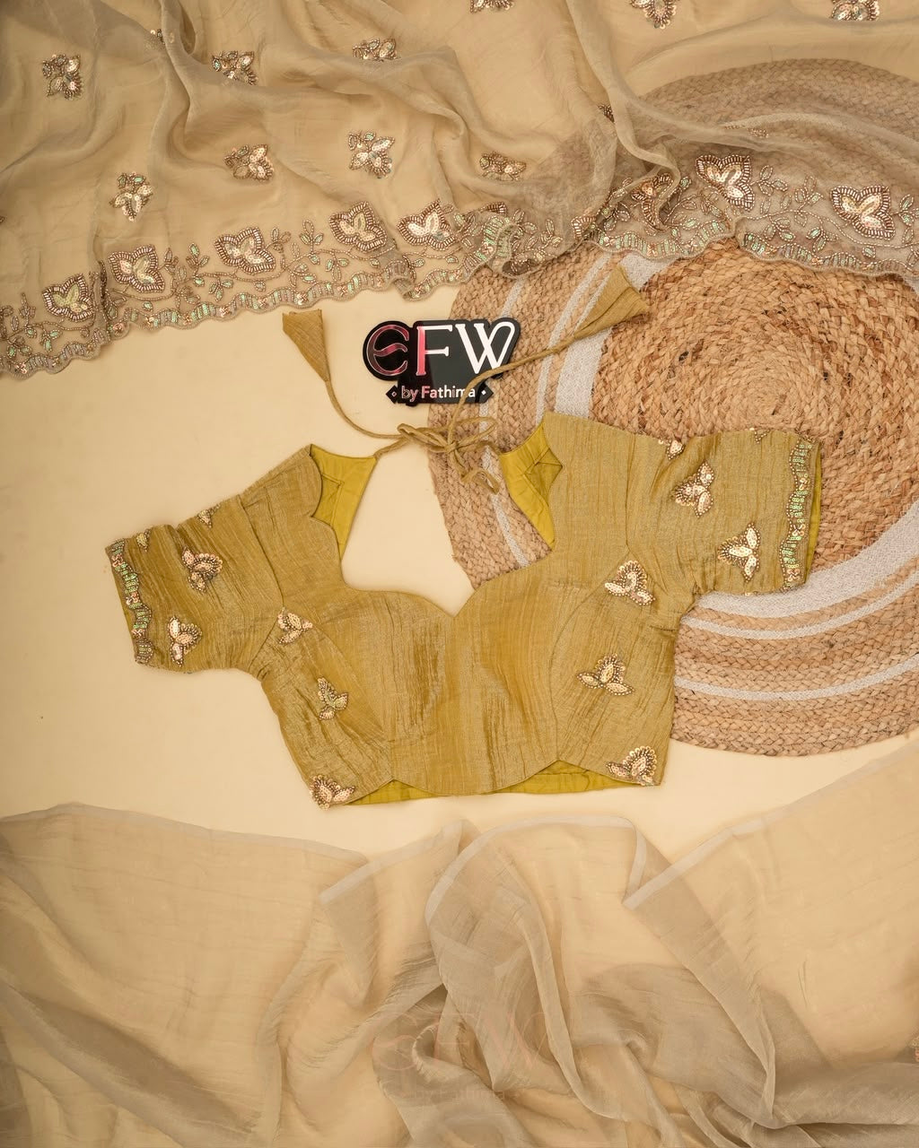 CHAMPAGNE BEIGE Color Tissue Chiffon Saree – womanhood.com.bd