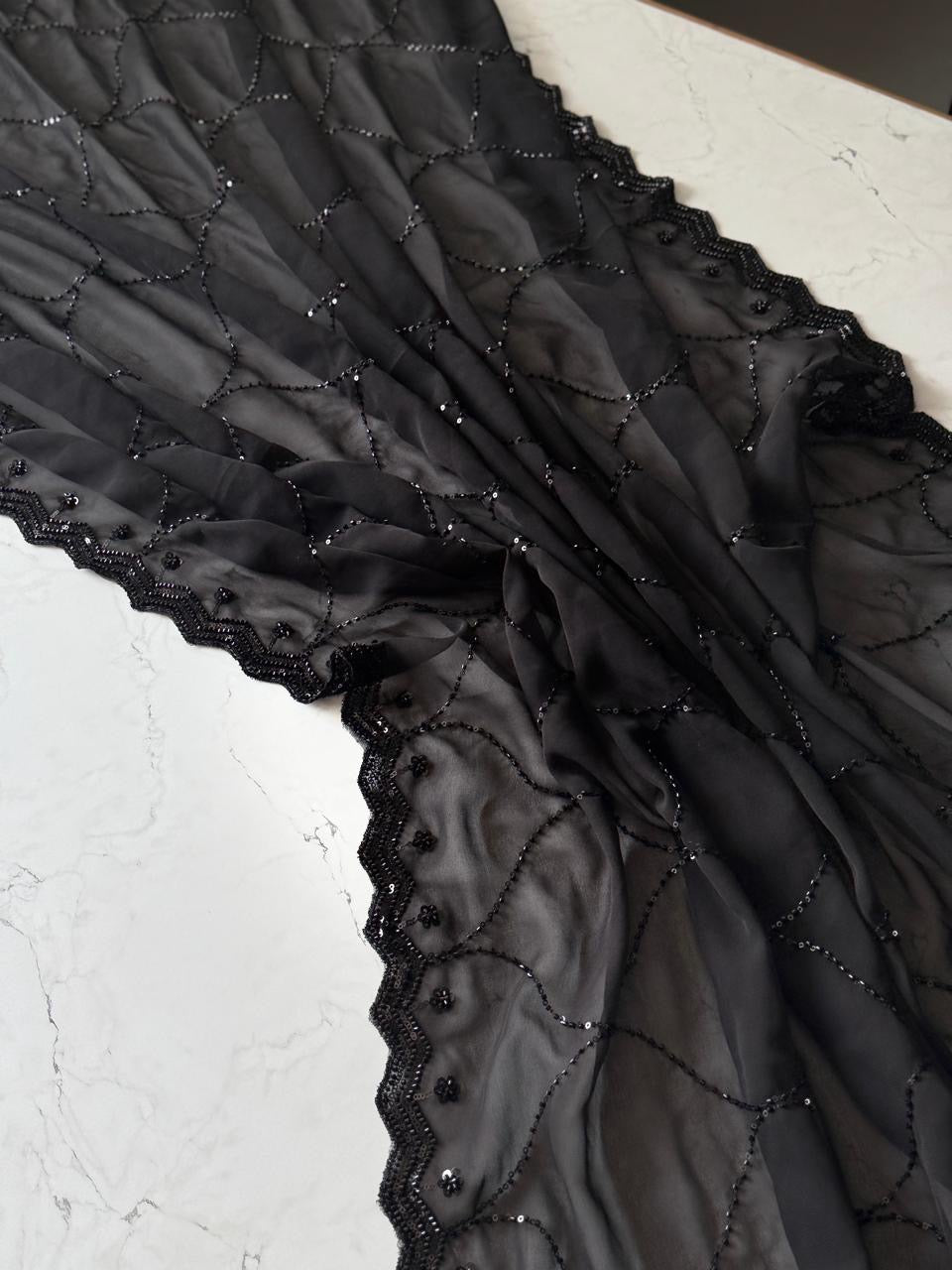 BLACK BEAUTY Georgette Saree