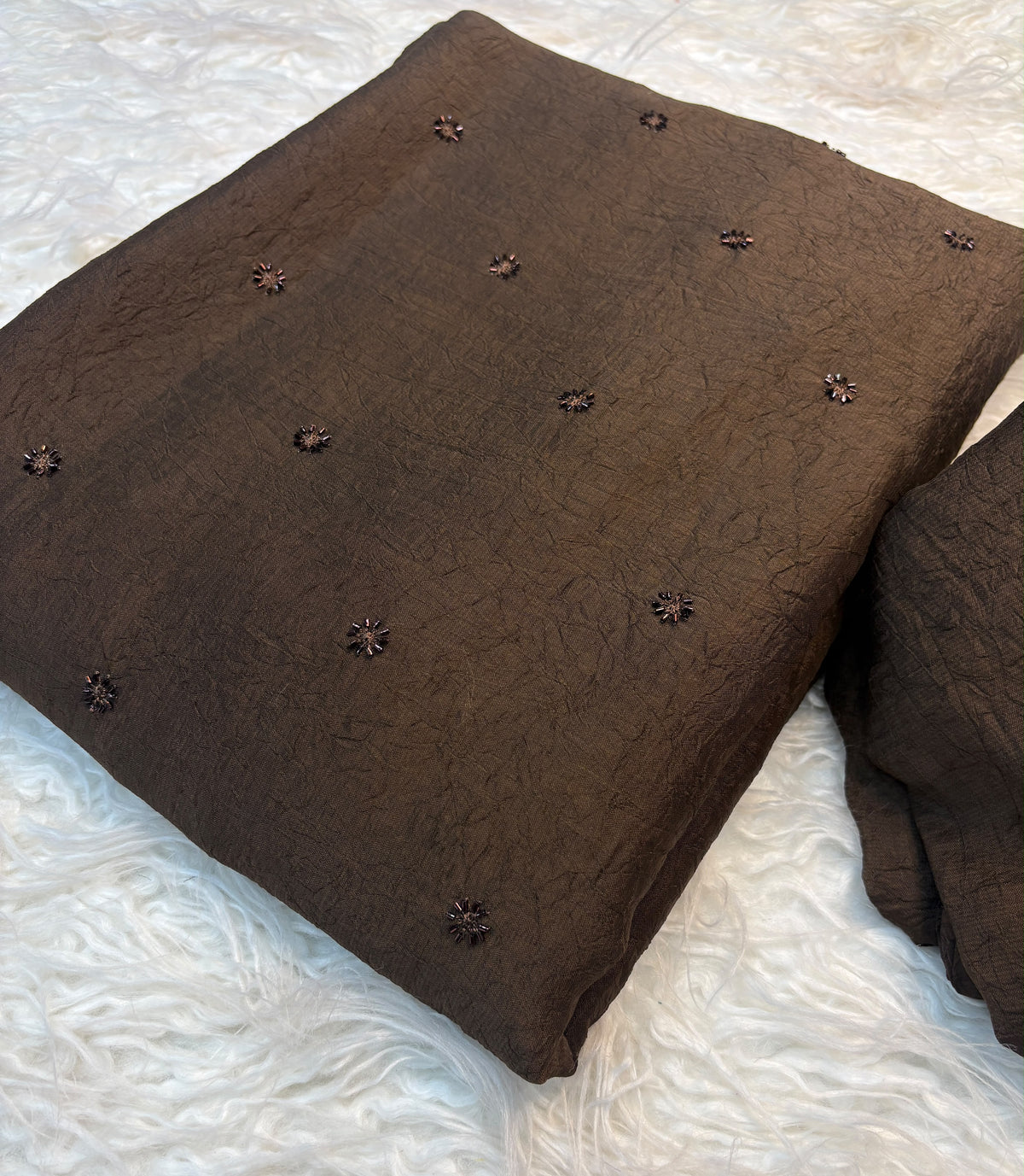 COFFEE BROWN Color Crush Chiffon Saree