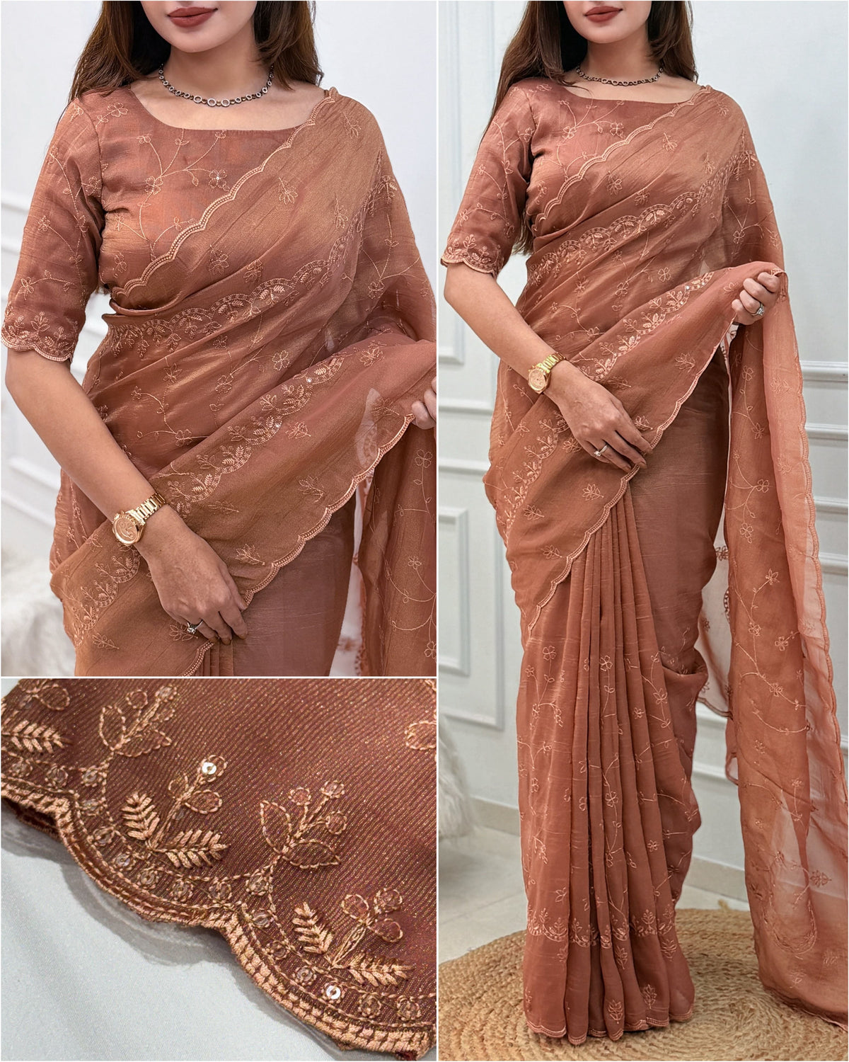 DUSTY TERRACOTTA Color Status Silk Saree