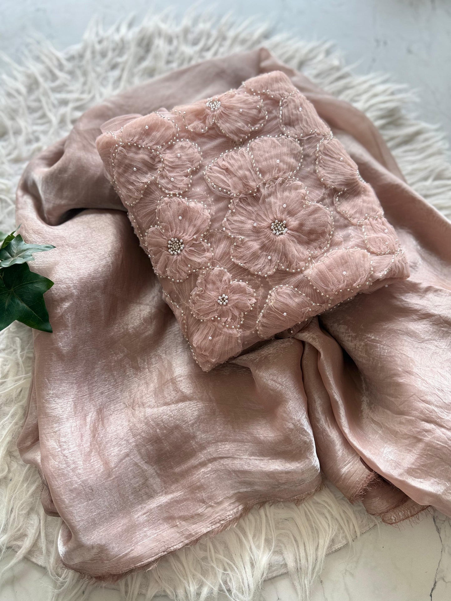 LIGHT BLUSH PINK Color Premium Fendi Silk Plain Saree