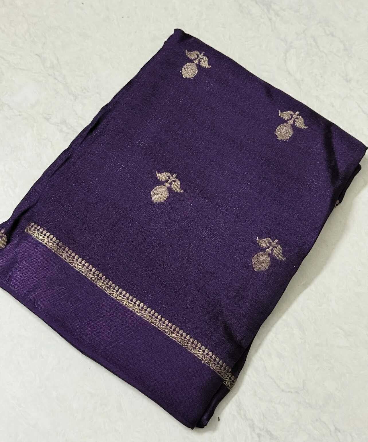 Dreamy Dalia Viscose Khadi Silk Saree (Violet Color)