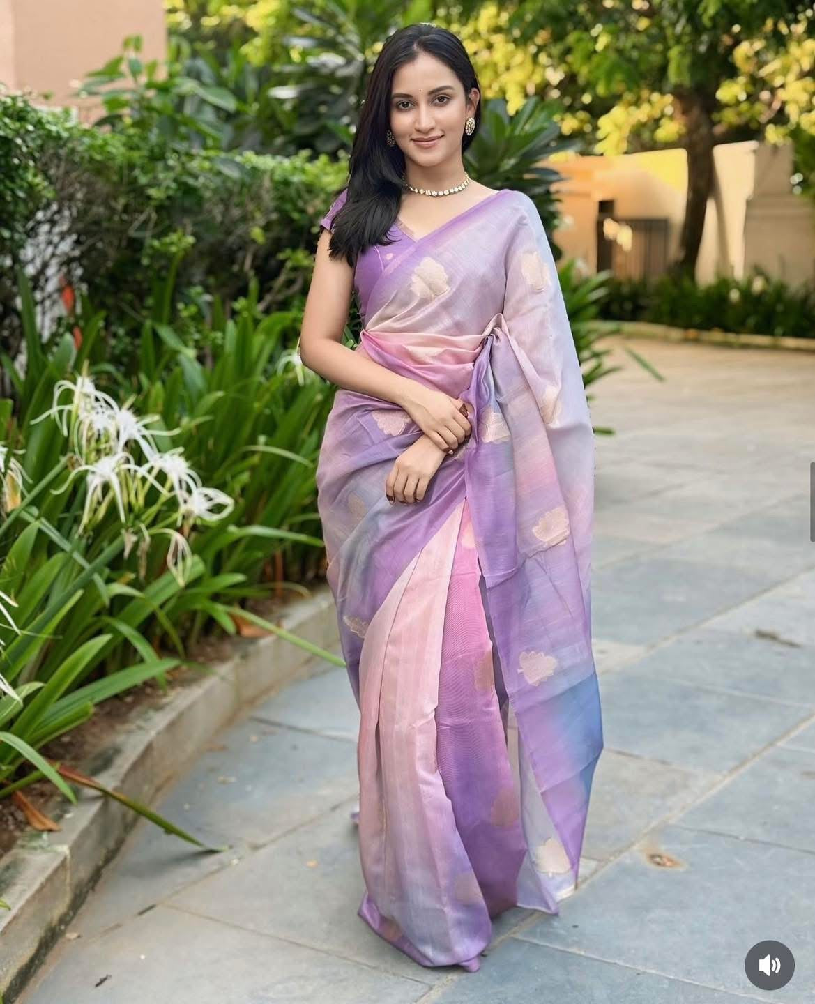 💜 Lilac Hues 💜 Khaadi Silk Saree