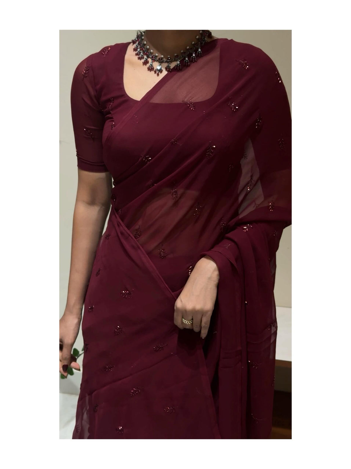 Elegant Georgette Saree with Cutdana Butti Work