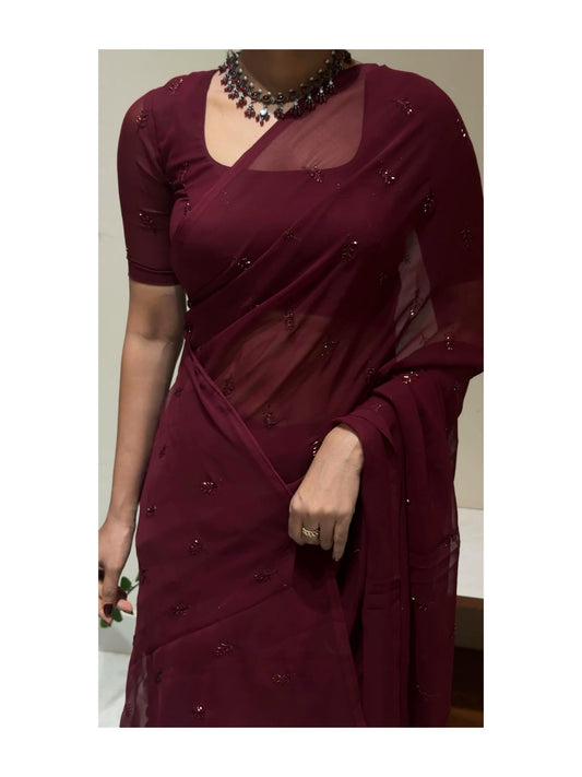 Elegant Georgette Saree with Cutdana Butti Work