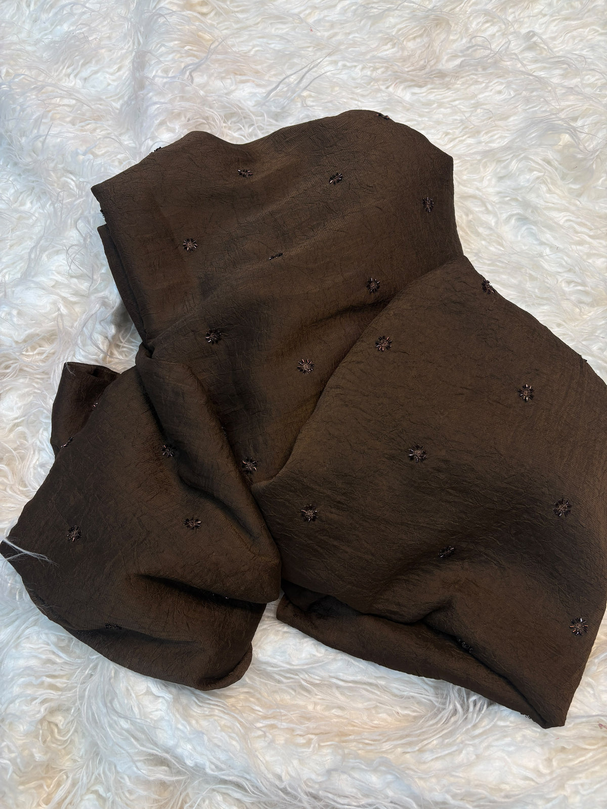 COFFEE BROWN Color Crush Chiffon Saree