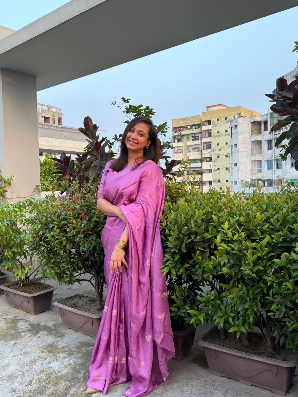 Lavender-Magenta Color Viscose Khadi Silk Saree