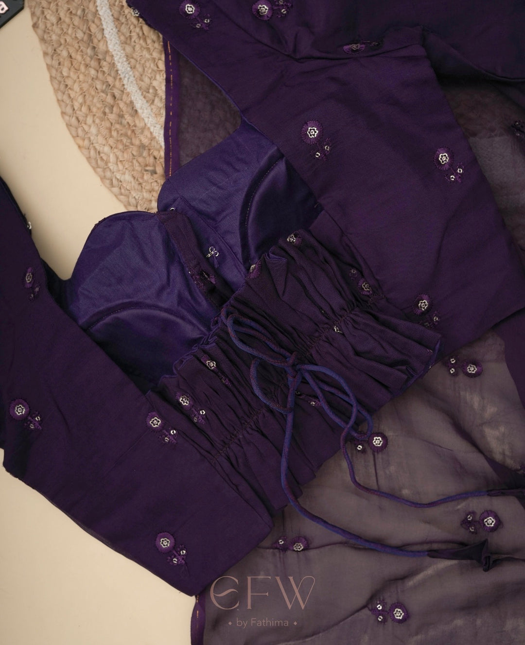 DEEP PURPLE Color Viscose Organza Saree