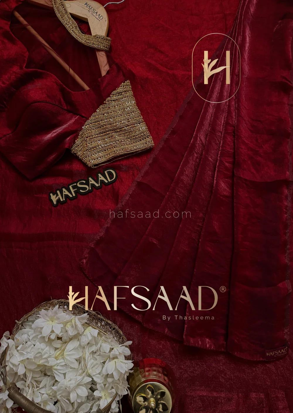 DUSKY MAROON Stardust Satin Saree with Heavy Designed Blouse Piece