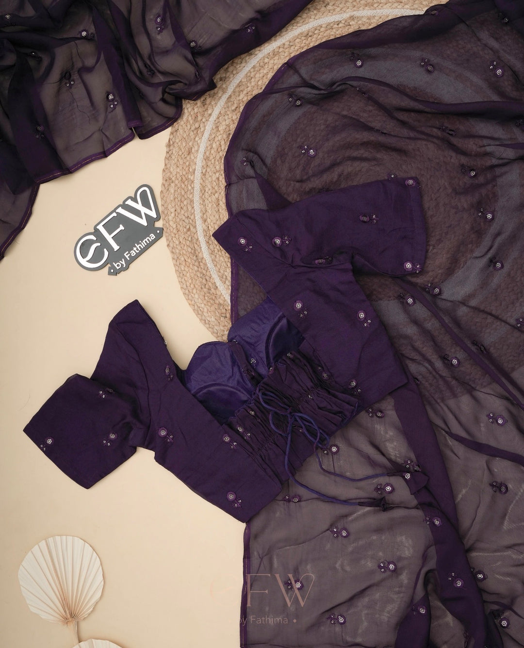 DEEP PURPLE Color Viscose Organza Saree