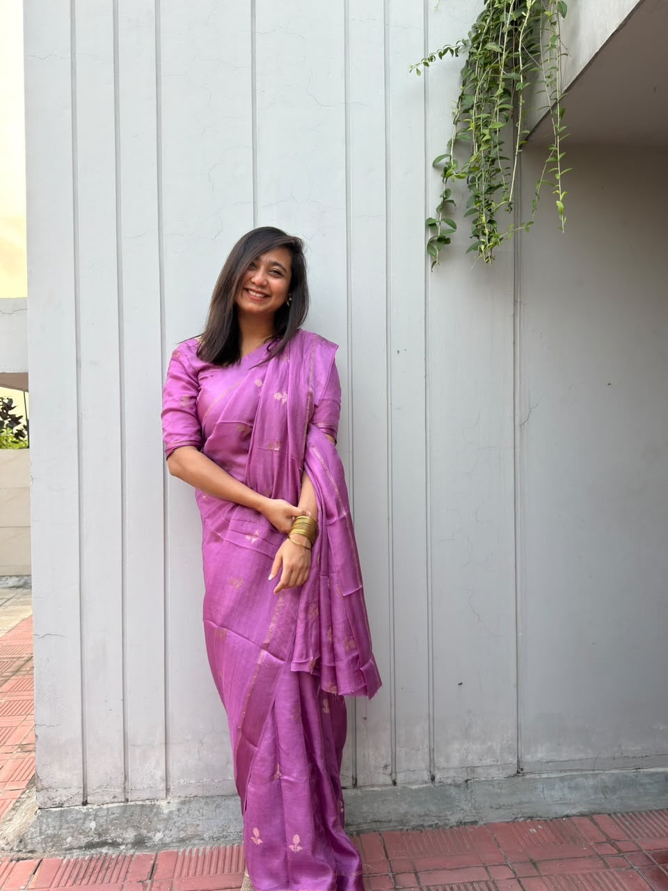 Lavender-Magenta Color Viscose Khadi Silk Saree