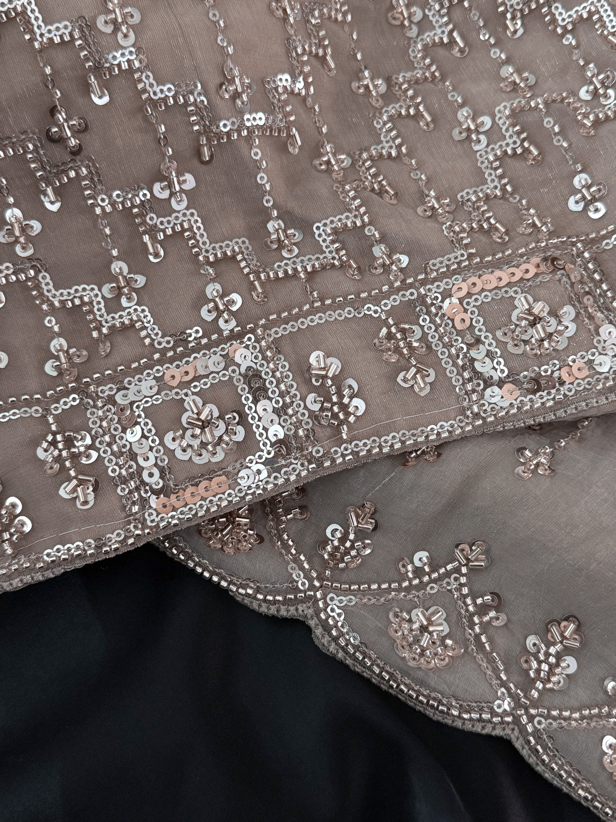 PREMIUM WOOLLY BEIGE Color Fendi Satin Saree