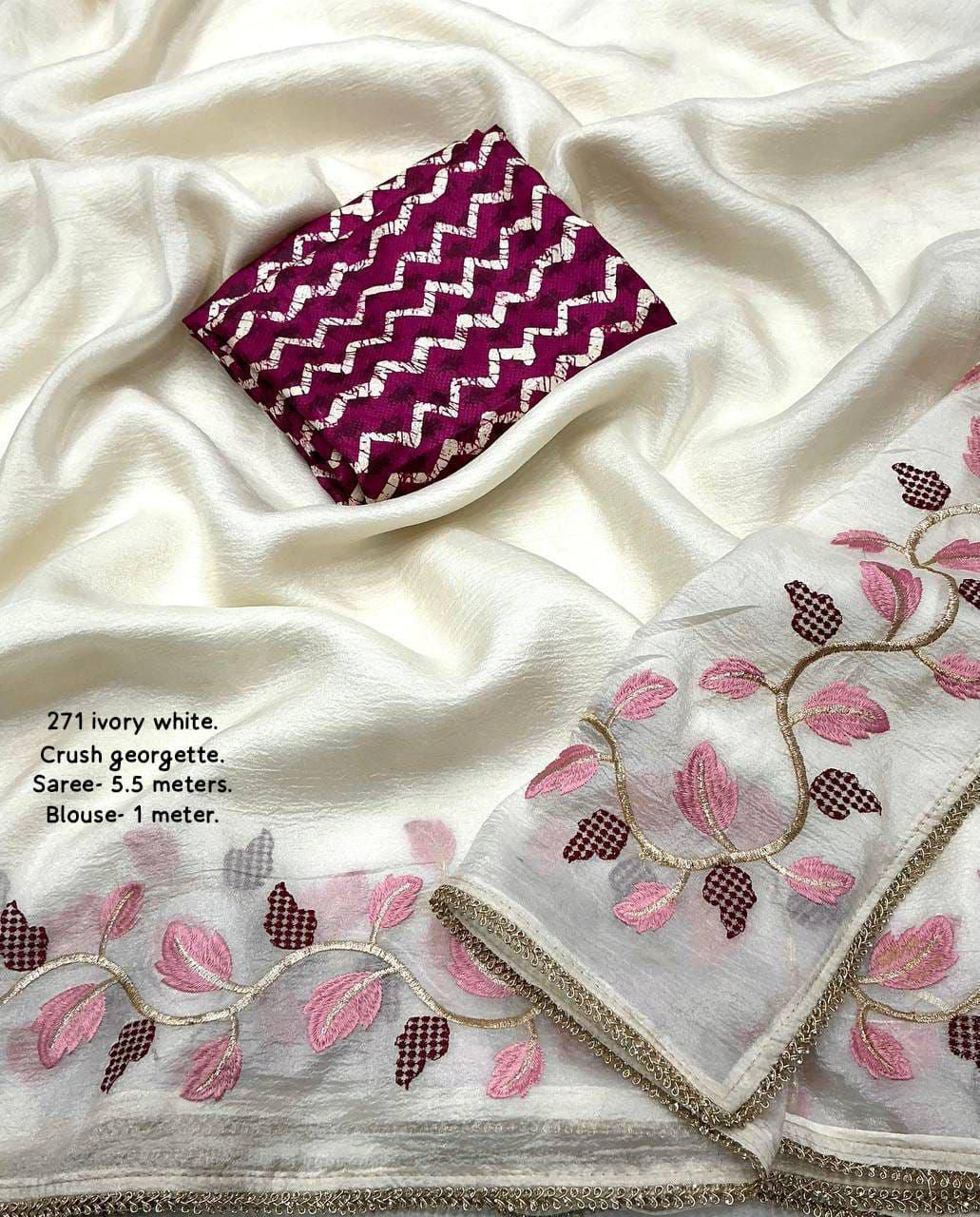Soft crushed georgette saree