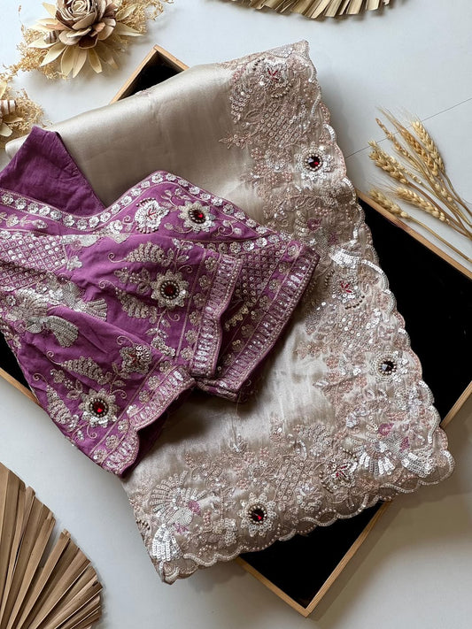 EXCUSLIVE & Pure Soft Shimmer Tissue Silk Saree