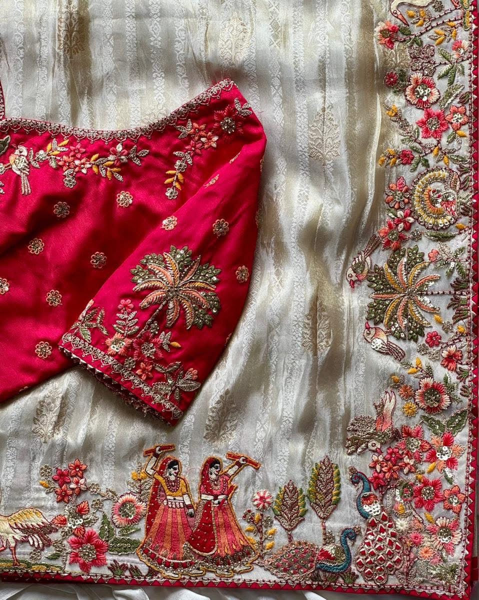 Exclusive & PREMIUM Silk Saree WARM IVORY COLOR
