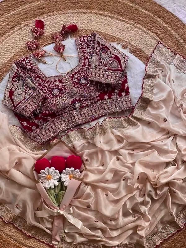 CHAMPAGNE Pink Color Soft Rangoli Silk