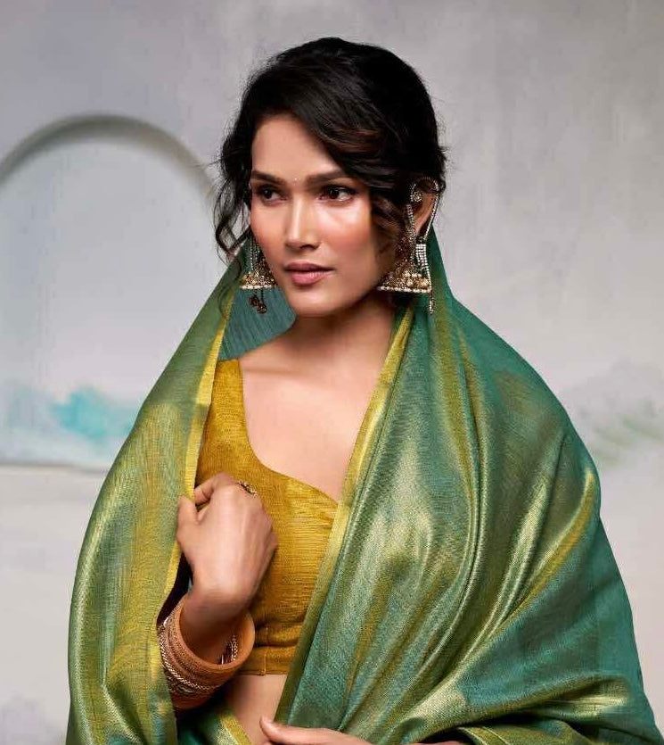 PURE HANDLOOM TISSUE DUAL TONED SAREE