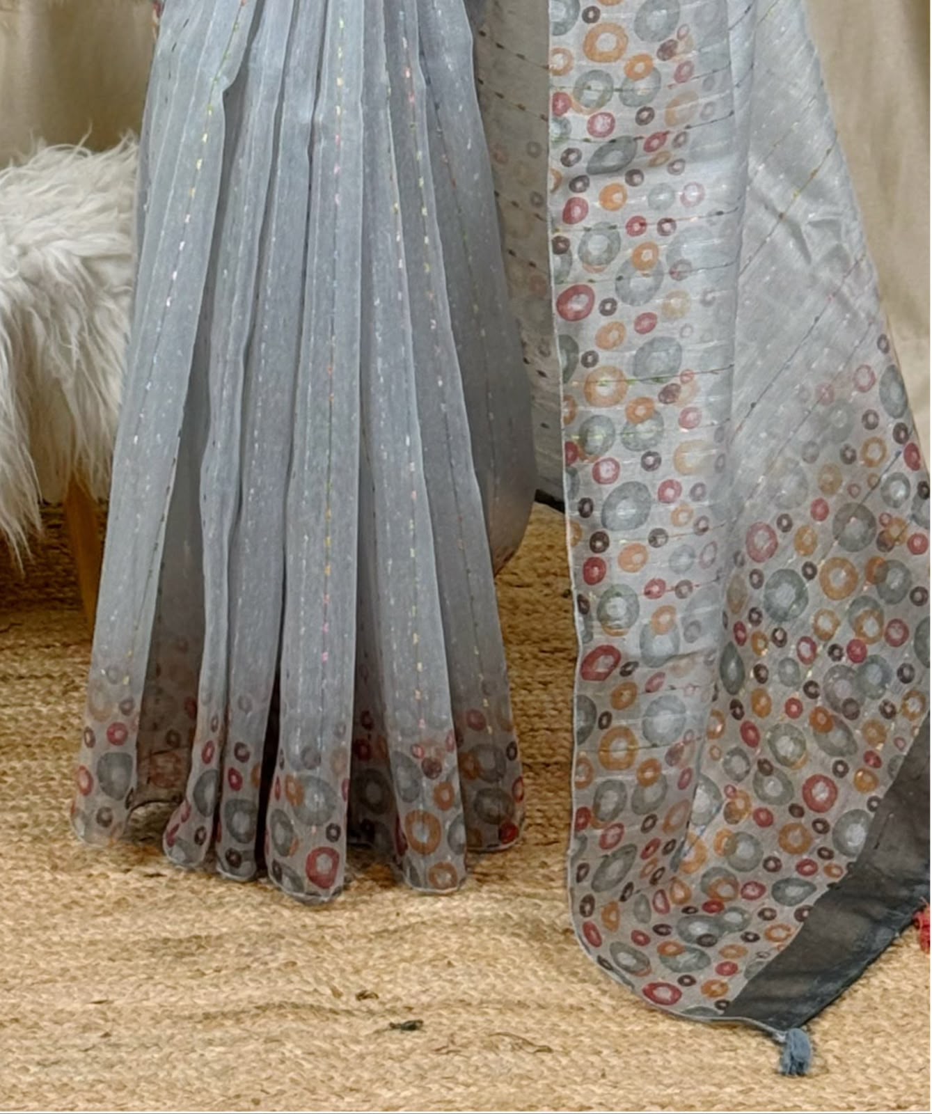 SILVER GREY Color Modal Cotton Saree
