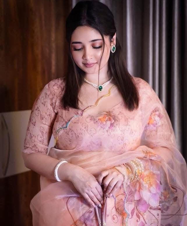 Organza Saree with Pearl and Khatli Work