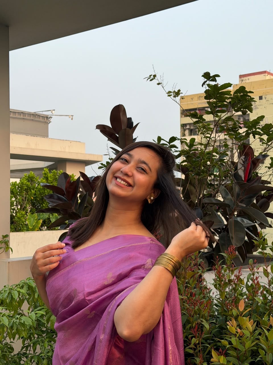 Lavender-Magenta Color Viscose Khadi Silk Saree