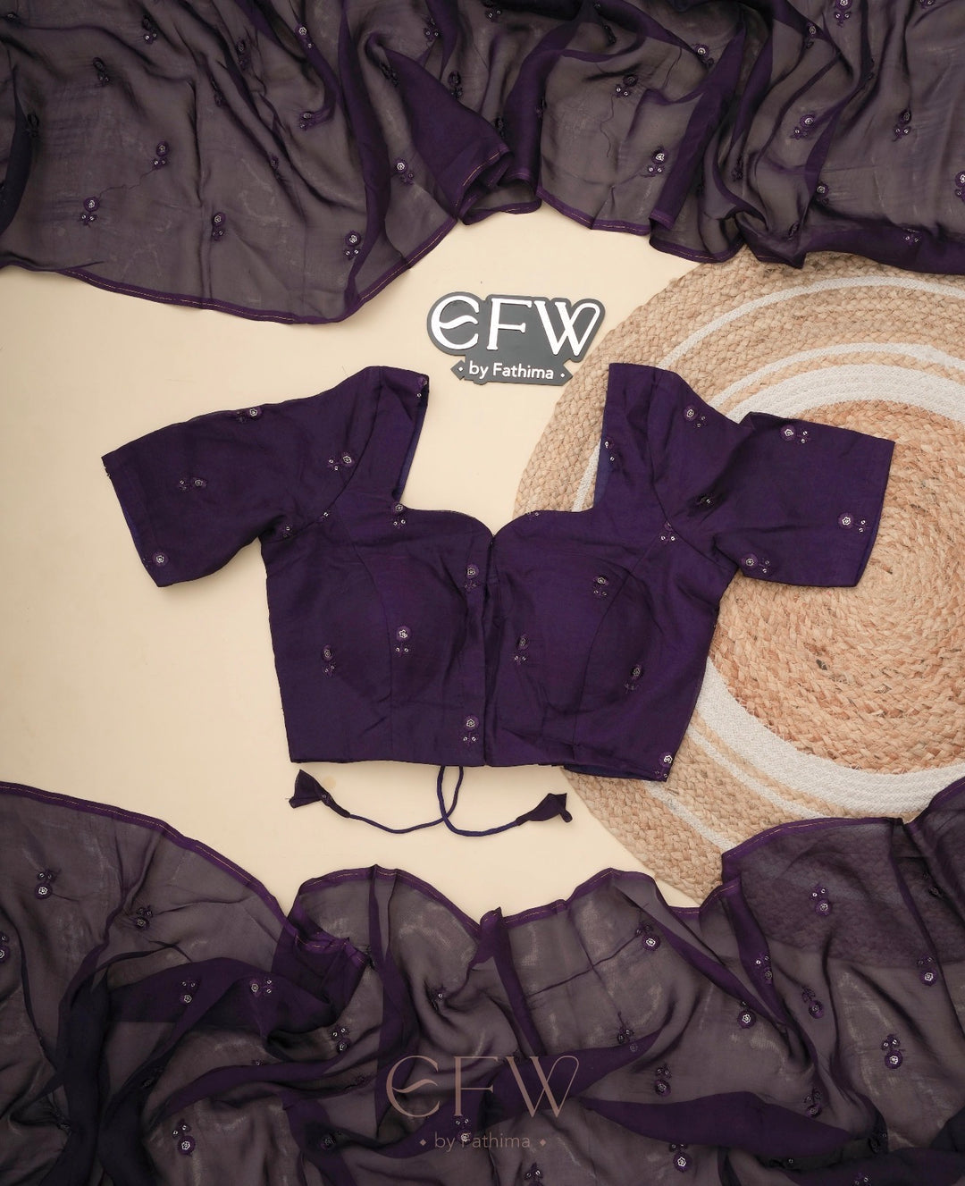 DEEP PURPLE Color Viscose Organza Saree