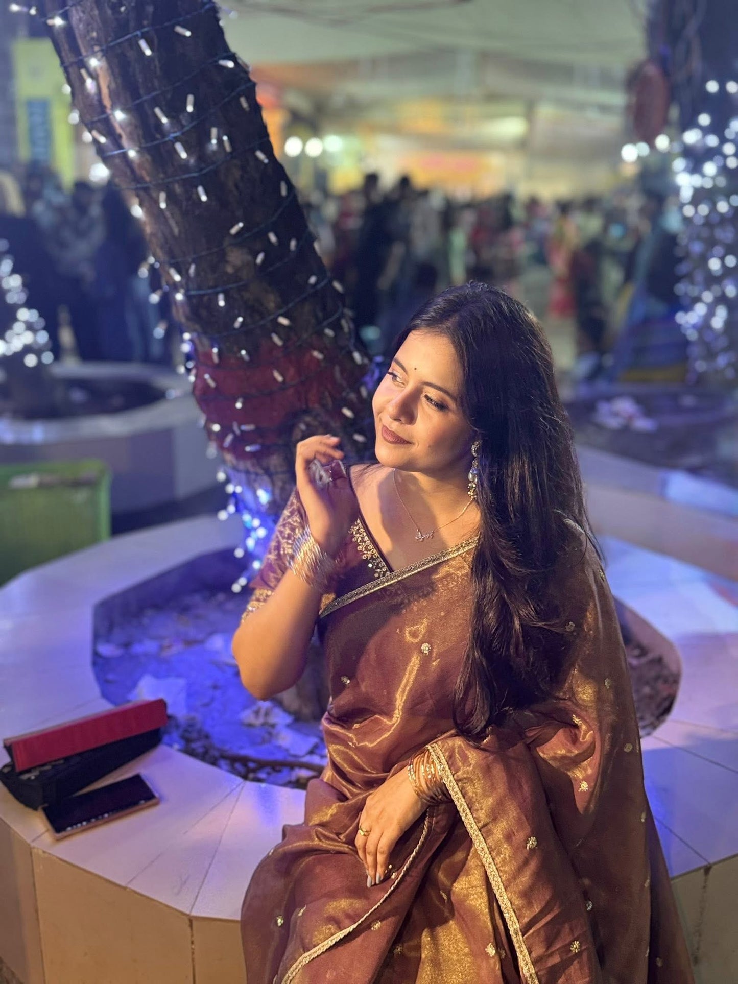 Soft Cosmos Tissue Silk Golden Zari Sabyasachi Inspired Sarees with Designer Stitched Blouse