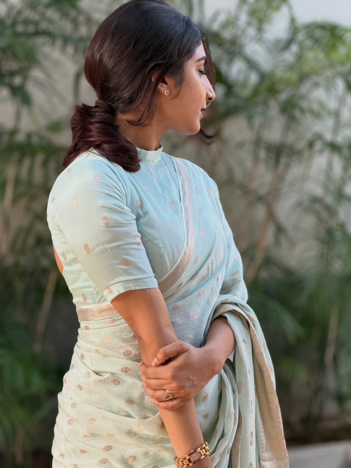 PASTEL BLUE Color Pure Chinnon Viscose Saree