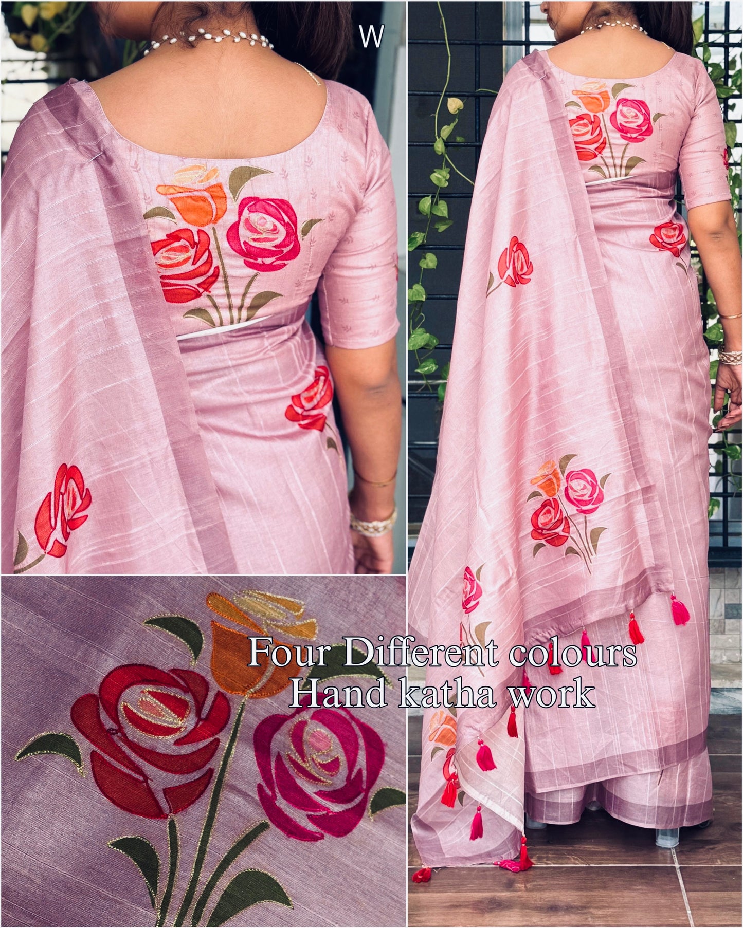DUSTY LAVENDER PINK Linen Cotton Saree