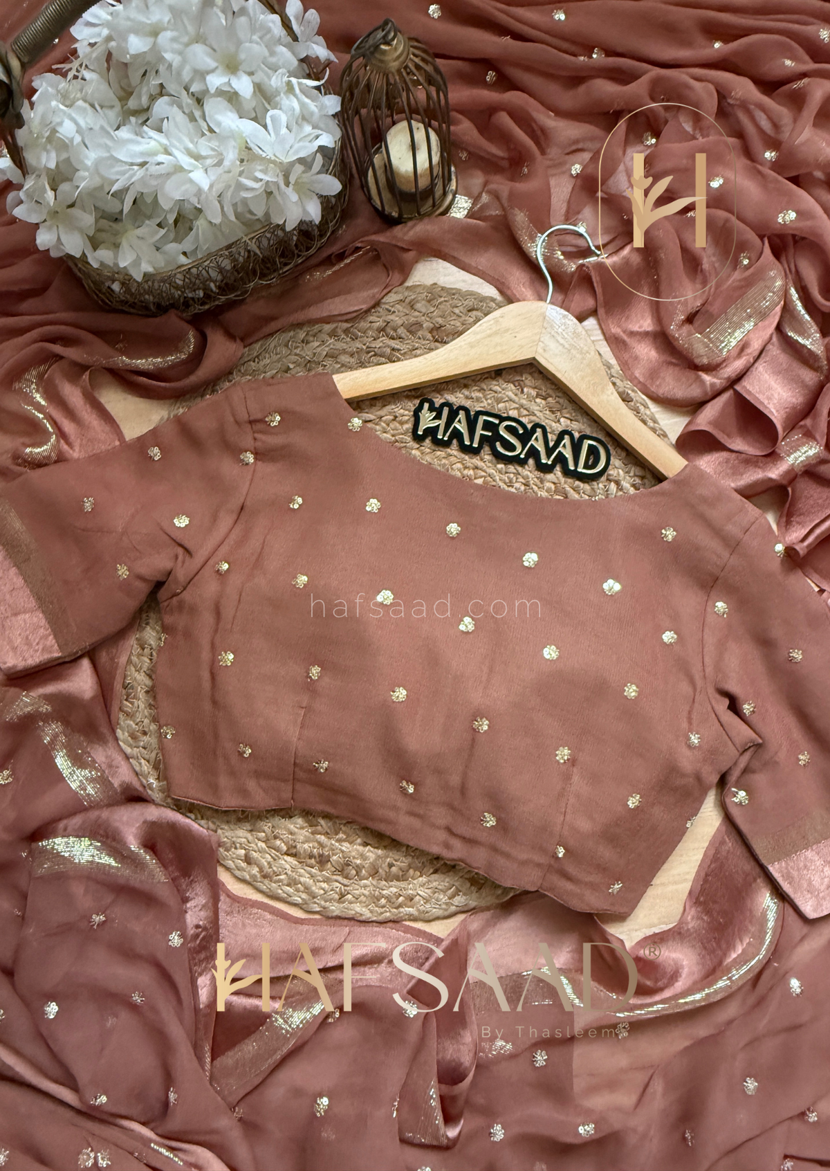 PEACHED COFFEE Color Viscose Georgette Saree